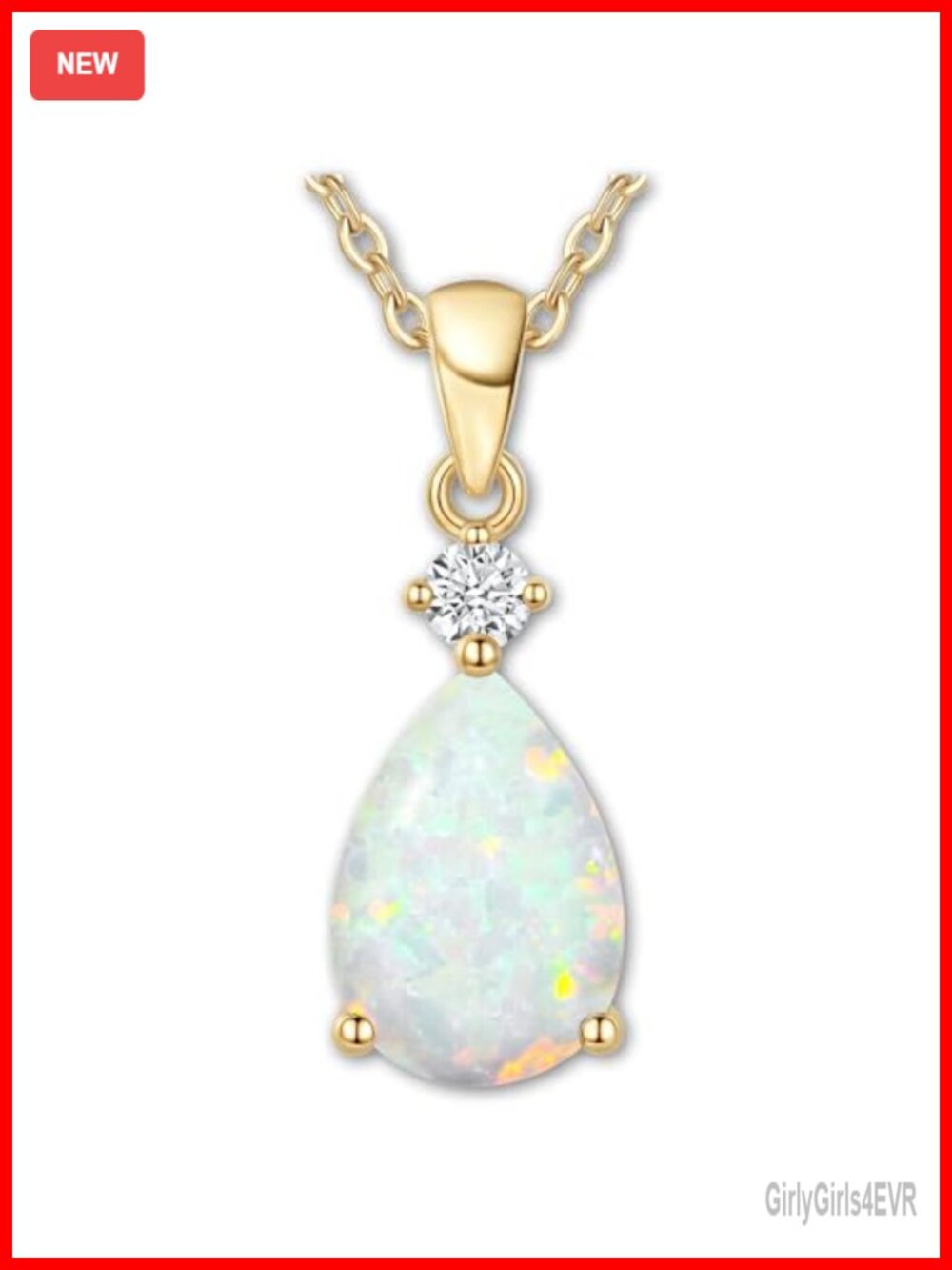 Teardrop Birthstone Pendant Necklace 925 Sterling Silver Gold Plated